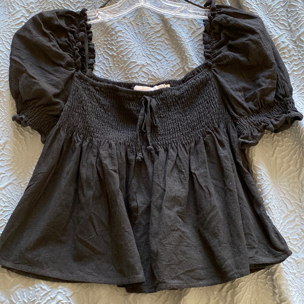 NECTAR square neck, puff sleeves smocked top